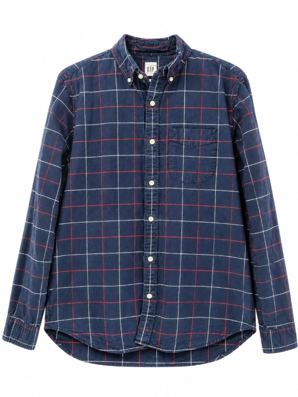 GAP, Long Sleeve Button Down Shirt, Windowpane Plaid Men's US Medium